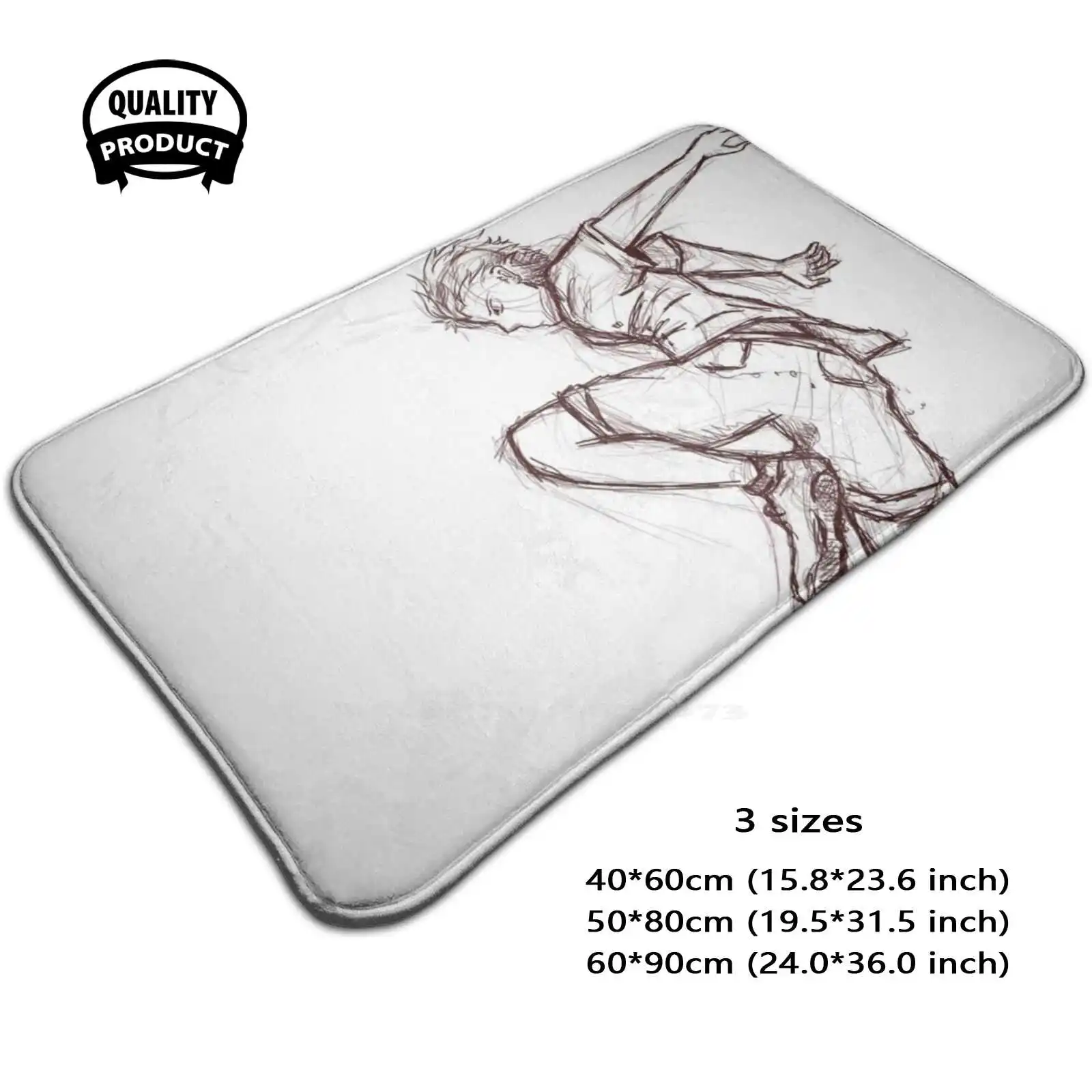 Soft Cushion Home Carpet Door Mat Car Rug Leap Jump Parkour Sketch Pose