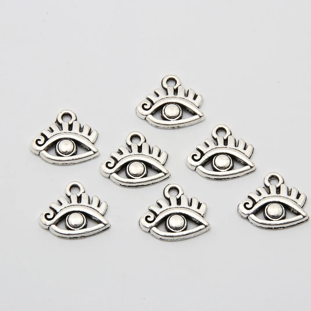 30pcs  Silver Color Handmade Eye Charms Making Alloy Necklaces Earrings Jewelry Crafting Supplies 12x11mm A3383