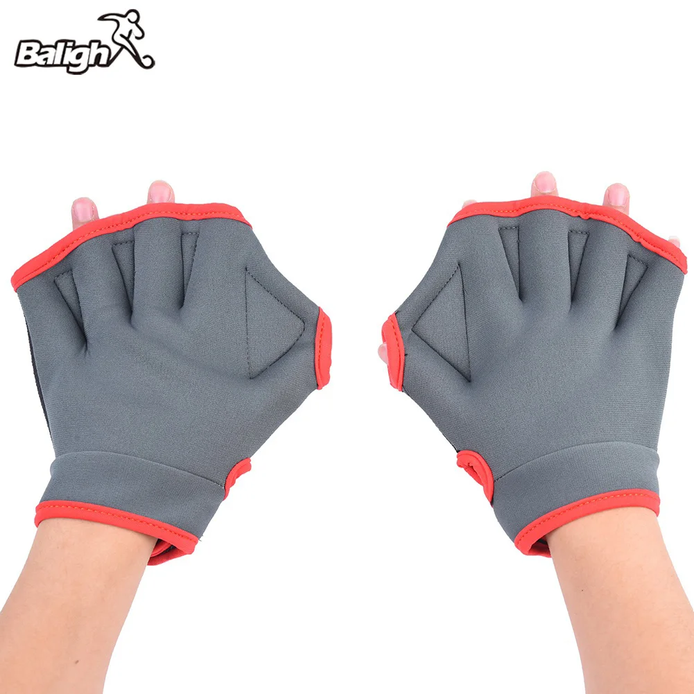 Balight 1Pair Unisex Frog Type Nylon Girdles Swimming Hand Fins Flippers Finger Webbed Gloves Paddle Water Sports