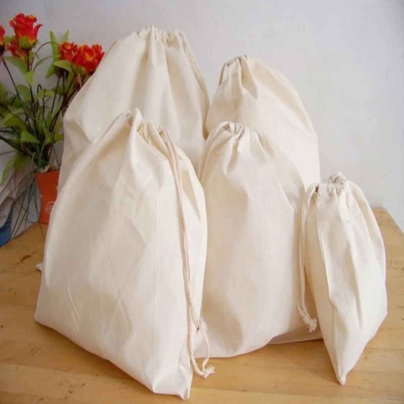 100pcs free shipping small cotton jewelry pouch 9*18cm gift drawstring bags for perfume packing