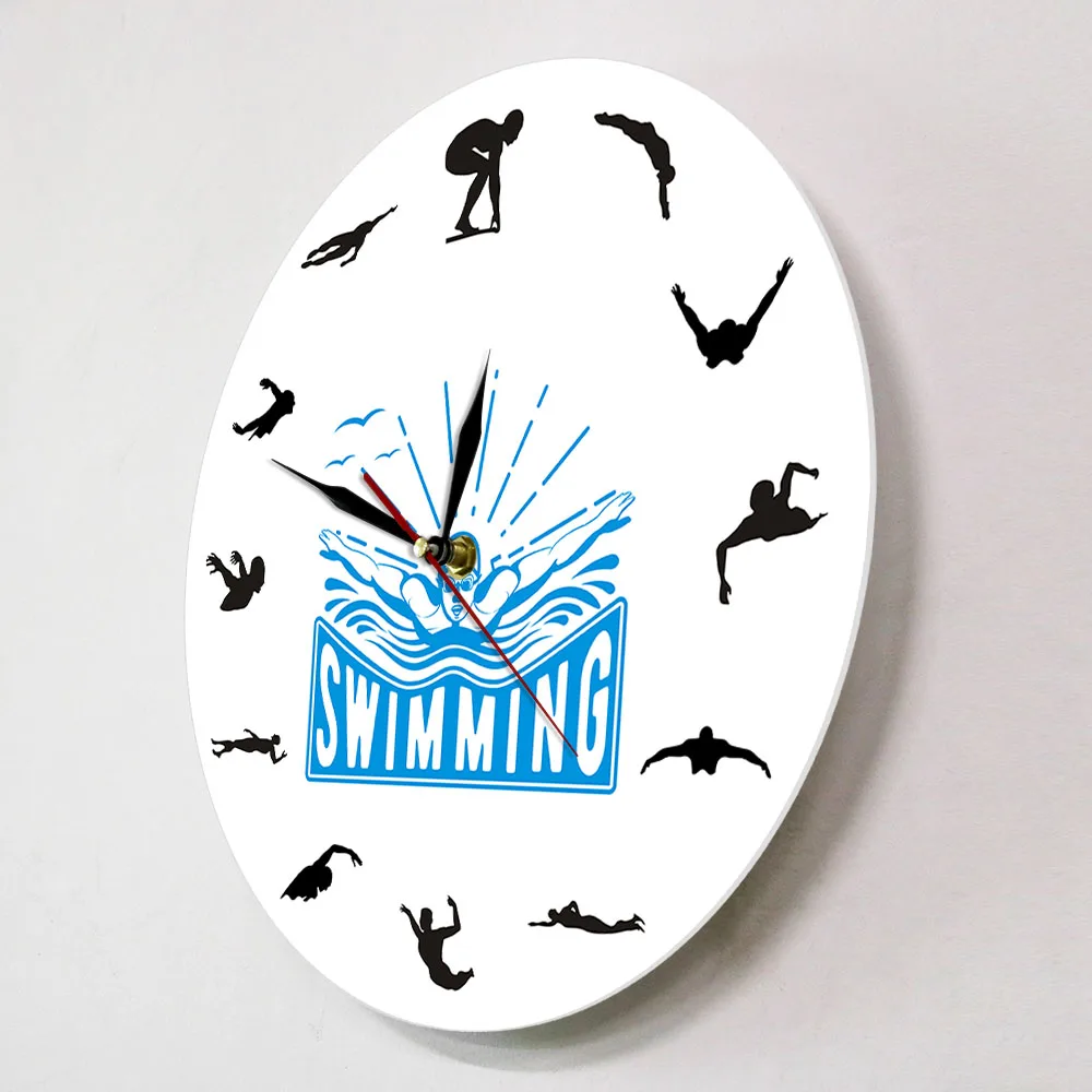 Sport Art Design Swimming Wall Clock Voyage Floating Underwater Diving Swimmer Home Decor Living Room Wall Clock Swim Coach Gift