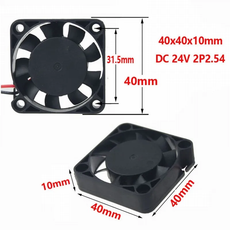 Gdstime-ventilador de refrigeración de CC sin escobillas, Enfriador de escape de impresora 3D Mini, 24V, 4010, 4cm, 40x10mm, 2 pines, 9 cuchillas, 40x40x10mm, 5 unidades