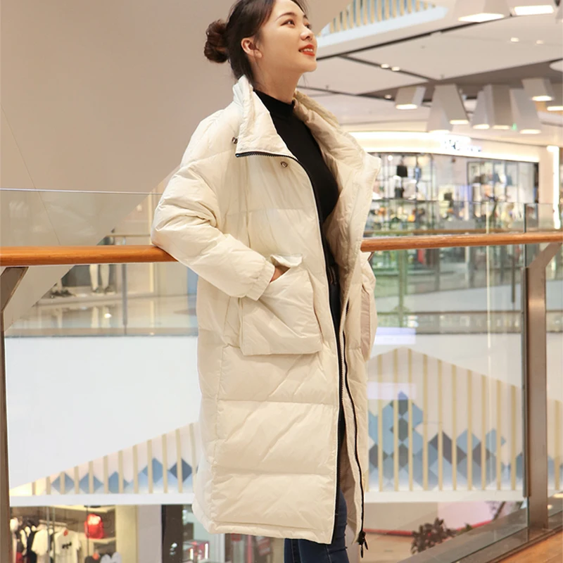 

Korean Oversized White Winter Duck Women Down Coat Long Puffer Jacket Parka Casaco YY1422