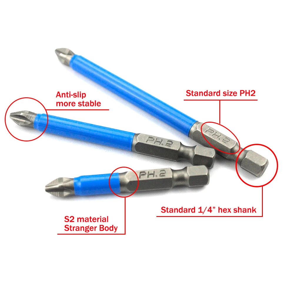 Magnetic Anti Slip Long Reach Electric Screwdriver Bits 1/4\