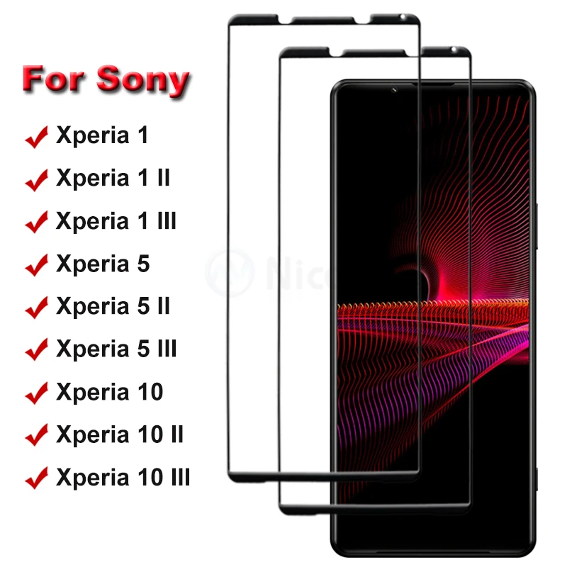 2Pcs Screen Protector for Sony Xperia 1 II III Premium Tempered Glass For Xperia 5 II III Protective Glass For Xperia 10 II III