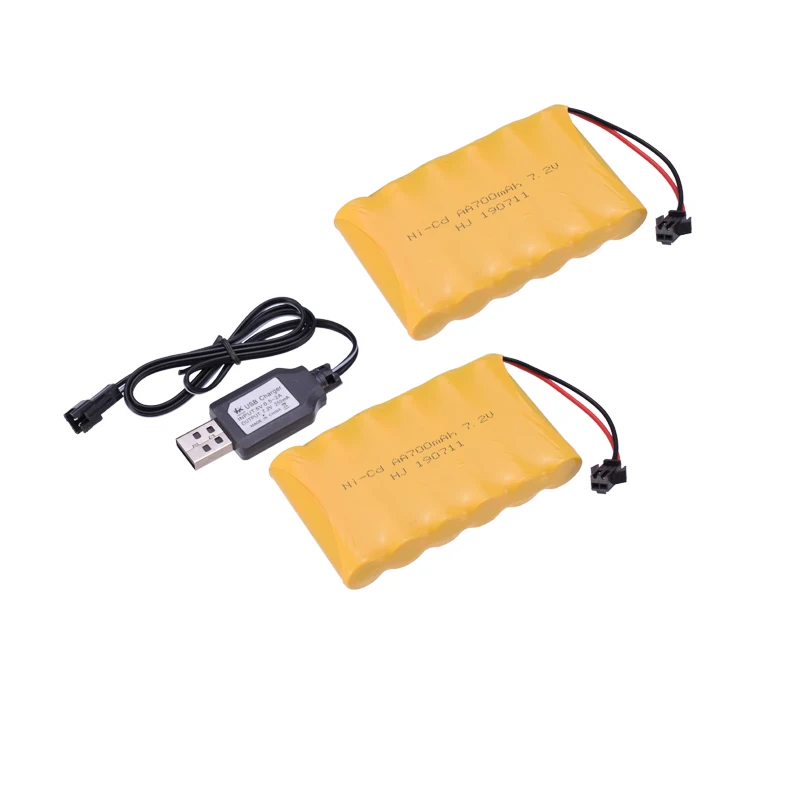 

Battery 2pcs 7.2V 700mAh Ni-Cd AA Battery Pack Rechargeable For Remote Control Electric Car SM-2P Plug Nicd 7.2V Volt Battery