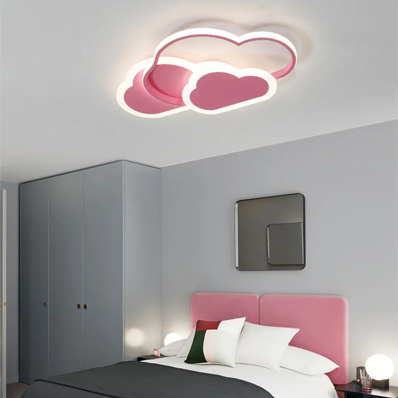 Heart Clouds ceiling light Children's bedroom decor led pink chandelier for room indoor living room decoration kids room light