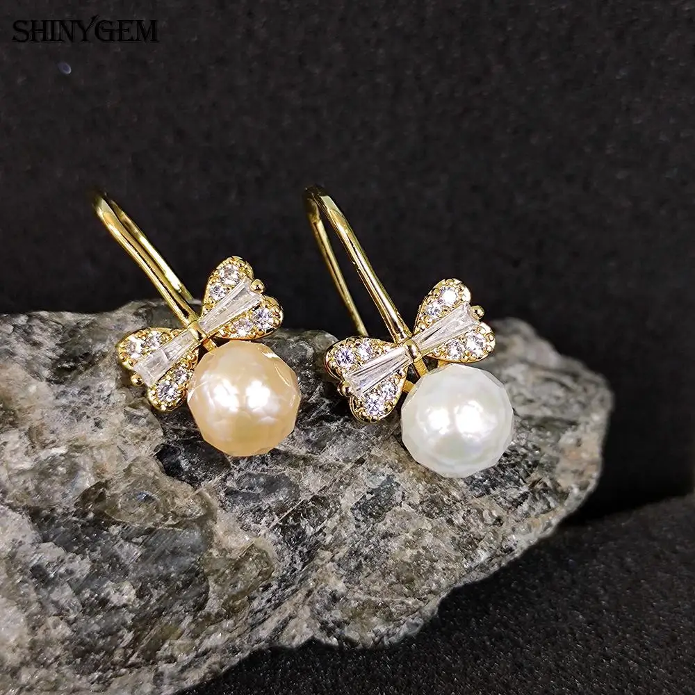

ShinyGem Natural Baroque Pearl Earrings For Womens Hand Cut Craft RoundBeads Fashion Jewelry Party Luxury Accessories Earring