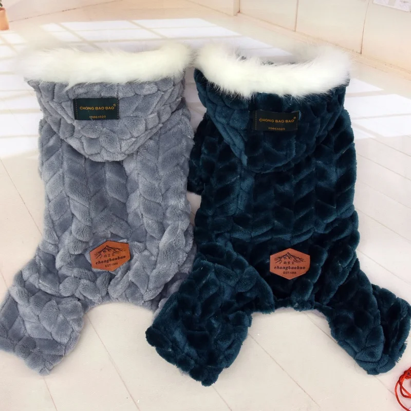 Winter Dog Clothes For Small Dogs Dog Jacket Thicken Warm Fleece Puppy Pet Coat Fur Hooded Jacket Jumpsuit Chihuahua Clothing