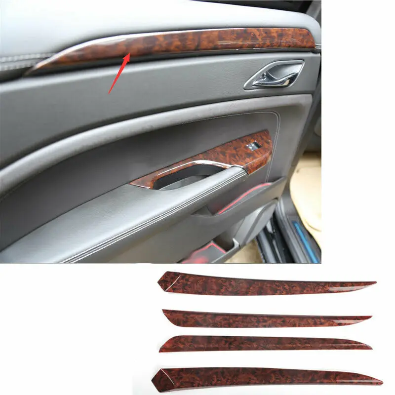 

Fit For Cadillac SRX 2010-2015 4pcs Inner Door Panel Strip Trim 4PCS ABS Wood Grain