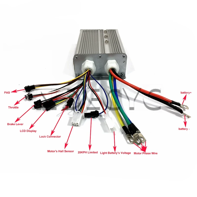 US Stock NBpower YF 48/72V 3000W 60A Brushless DC Ebike Square Wave Controller with UKC1 Color Display or SW900  Display One Set