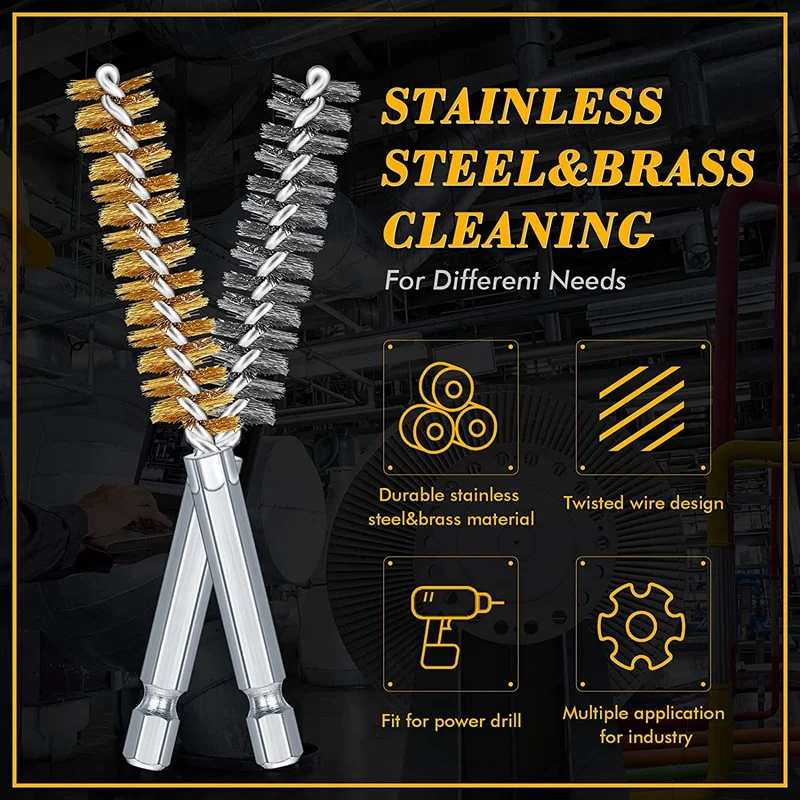 New Hole Brush Bronze Set Steel Wire Hole Brush Set Stainless Steel Cleaning Brush, Suitable For Electric Drill Impact Drill