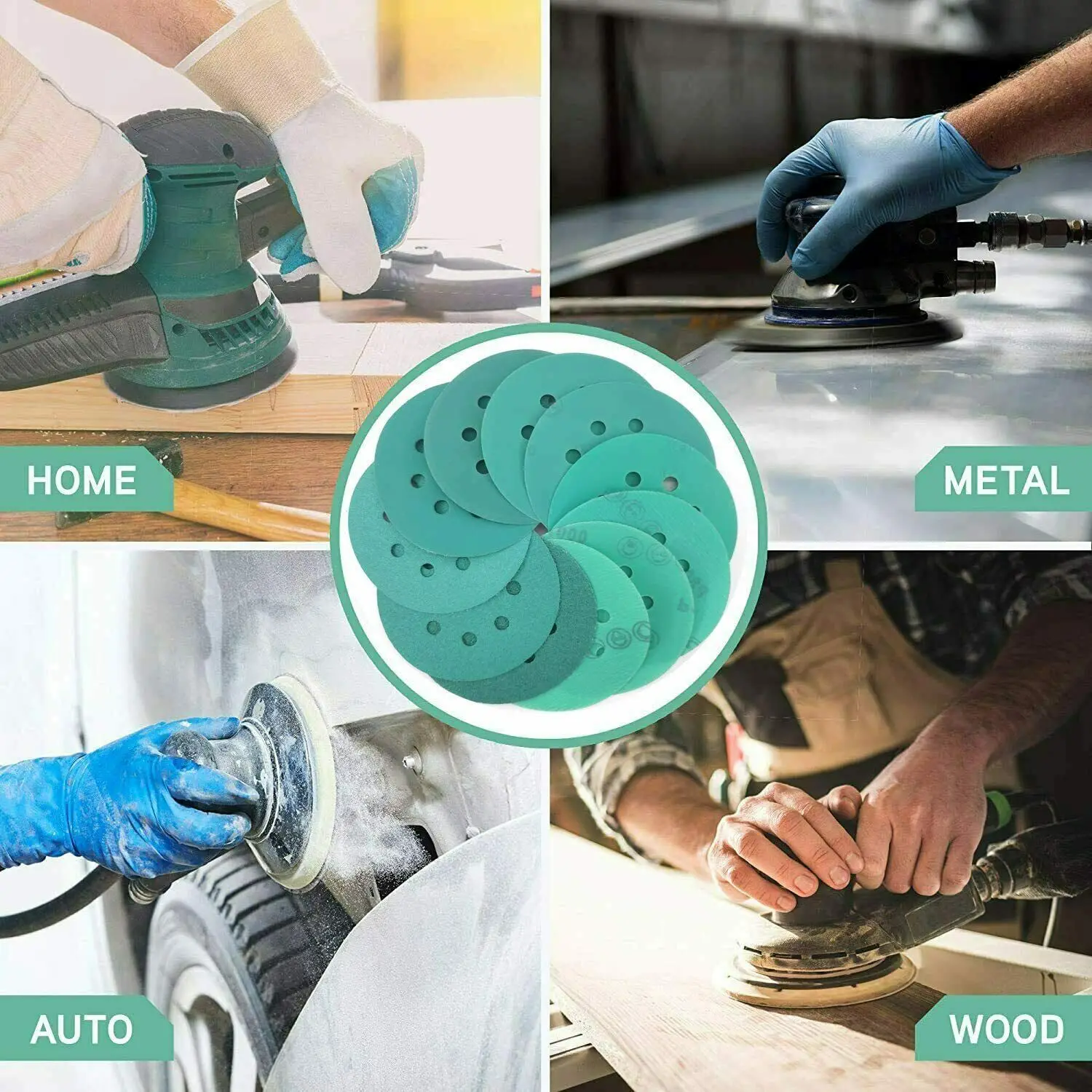 50 szt. 5in mokre suche tarcze szlifierskie losowy papier ścierny orbitalny Grit 600 Automotive