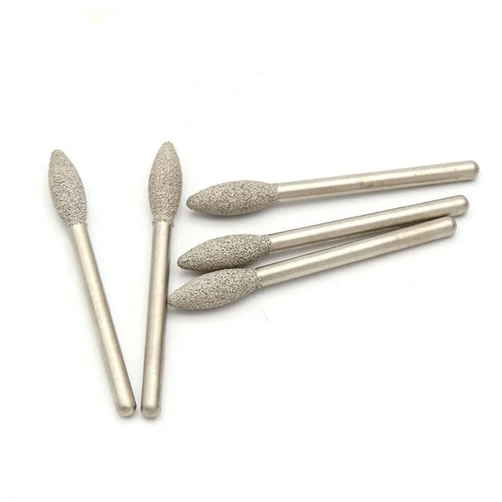 3/4/5/6mm Brazing Diamond Burrs Grinding Bits 1/8\'\' Shank for Dremel Engraving