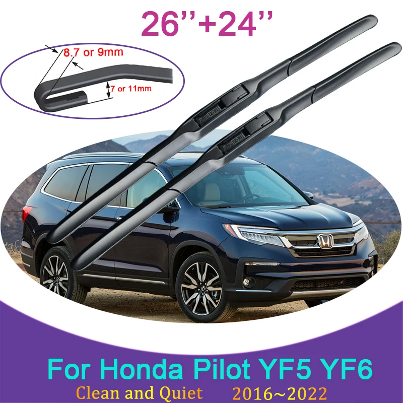 

Для Honda Pilot YF5 YF6 2016 ~ 2022 безрамные прочные резиновые щетки стеклоочистителя для очистки снега, щетки для переднего лобового стекла, автомобильные аксессуары