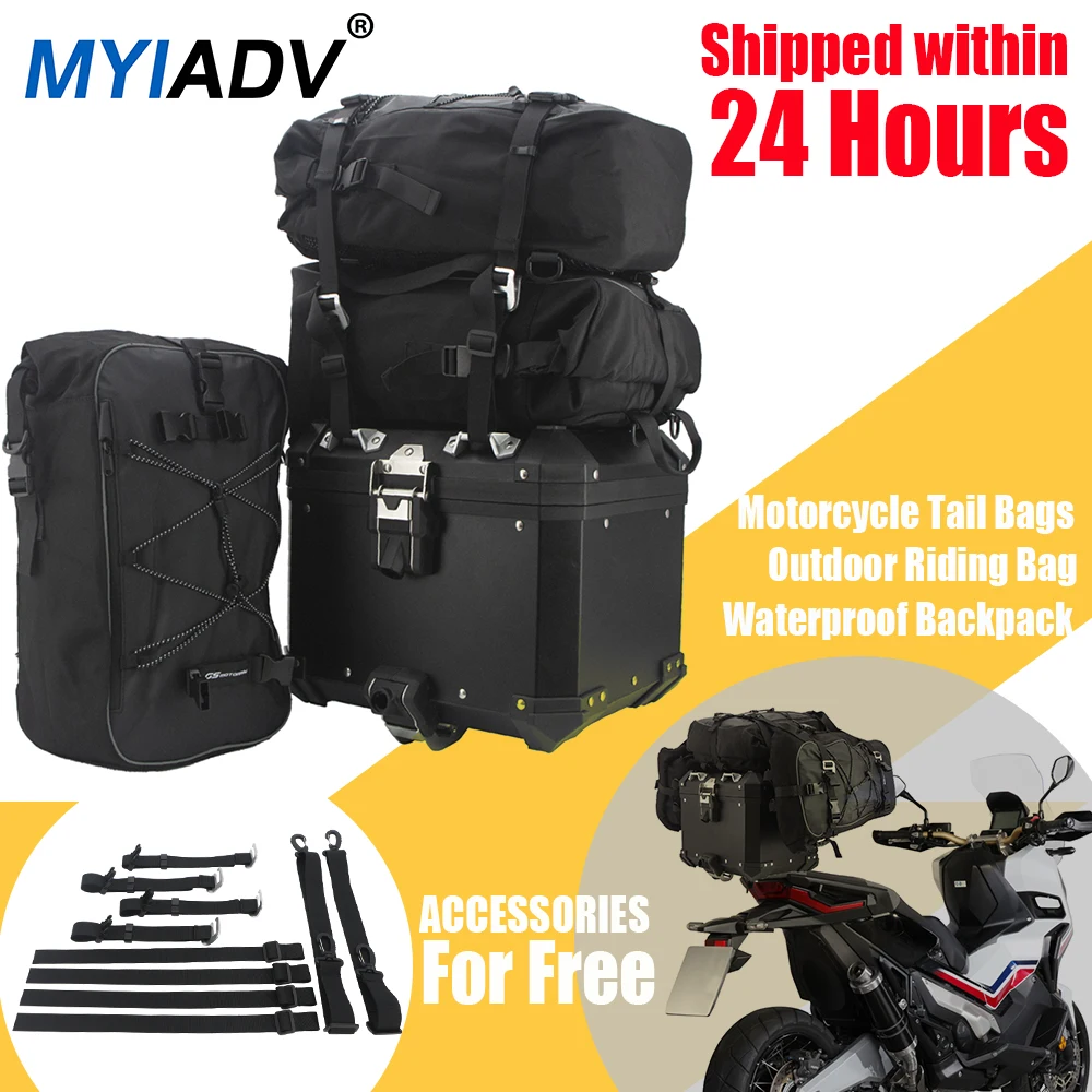 For Honda CB500X NC750S NC750X NC700X XADV 750 Universal Motorcycle Rear Seat Bags Crash bar Waterproof Tail SaddleBag Backpack