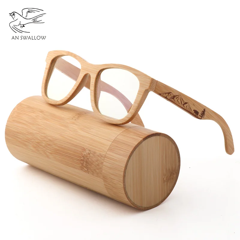 

New Bamboo Wooden Spectacle Frame | Square Spectacle Frame, Male And Female Wooden Anti-blue Lens