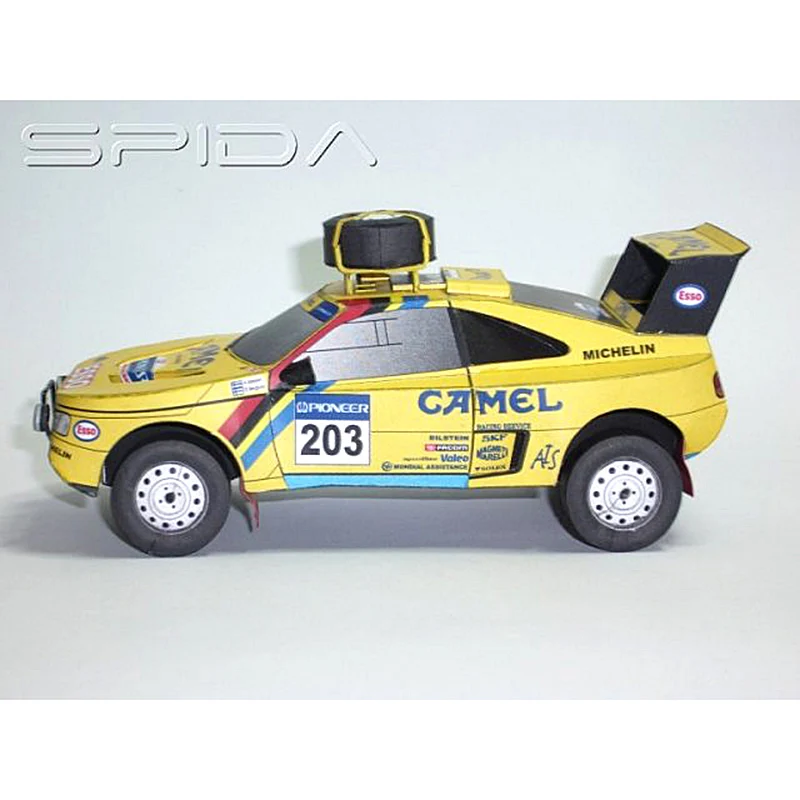 Peugeot 405 T16 1989 1:32 Dakar Rally Racing Car Origami Art Mini 3D Paper Model Papercraft DIY Adult Handmade Craft Toys ZX-033