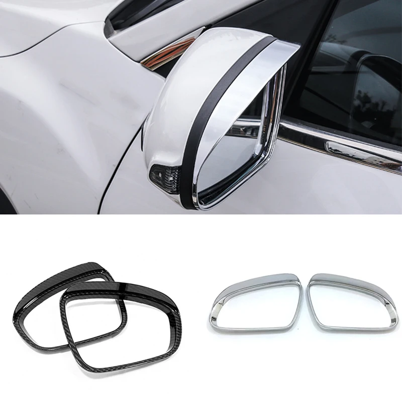 

ABS Chrome Carbon For Hyundai Kona Encino 2018 2019 Accessories Car rearview mirror block rain eyebrow Cover Trim 2PCS