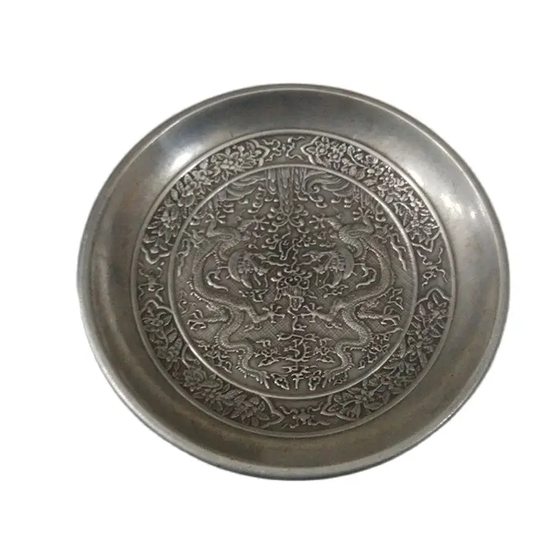 

Chinese Calligraphy Activities Is Water Ink Dish Dish Carved Dragon Tibet Silver Wash Dishes