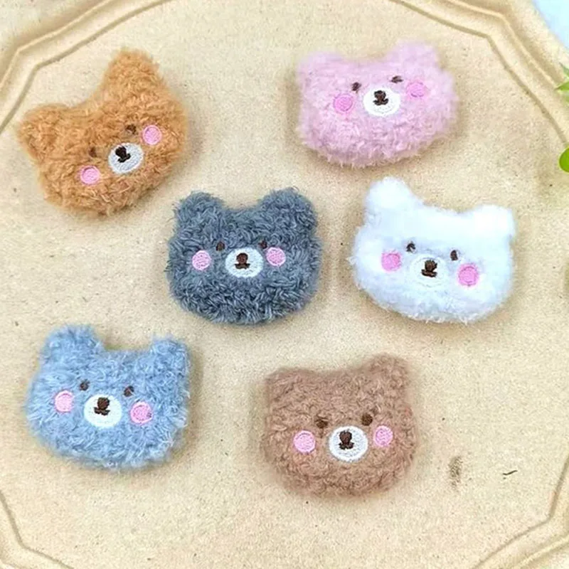 10Pcs/Lot Plush Cartoon Velvet Bear Appliques For Baby Headwear Clip Bow Accessories Decor Patches Without Clip