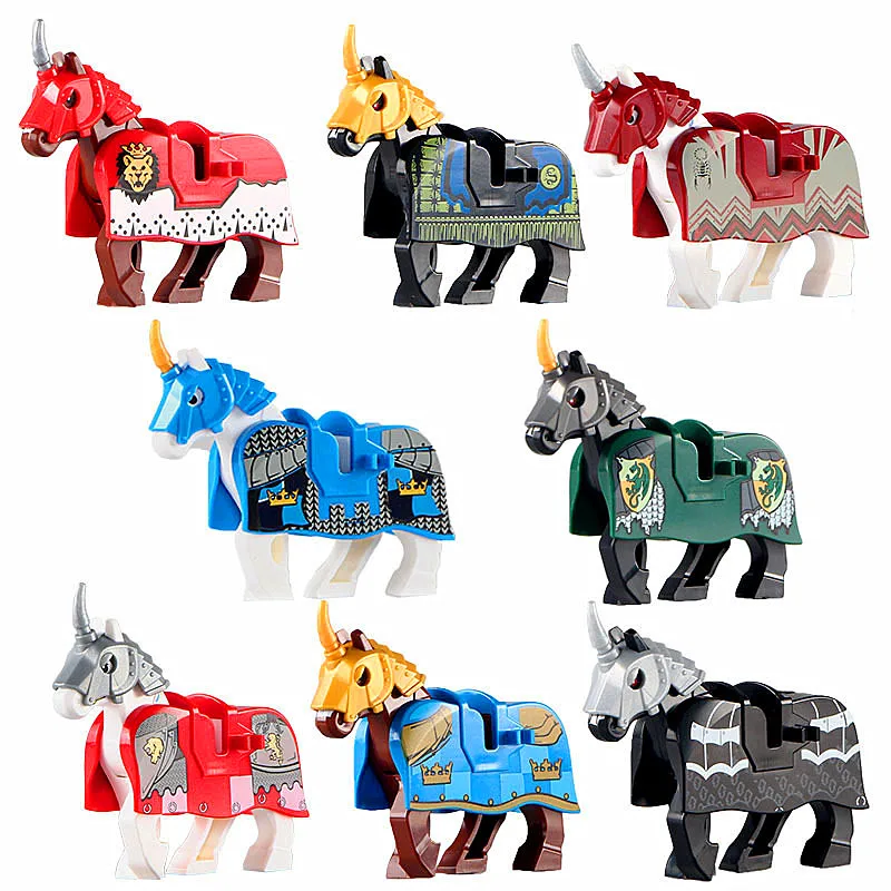 1PC MOC War Horses Building Blocks Accessories Royal Knight Horses Bricks Parts Children Toys Gifts Juguetes Ninos over 3 Years