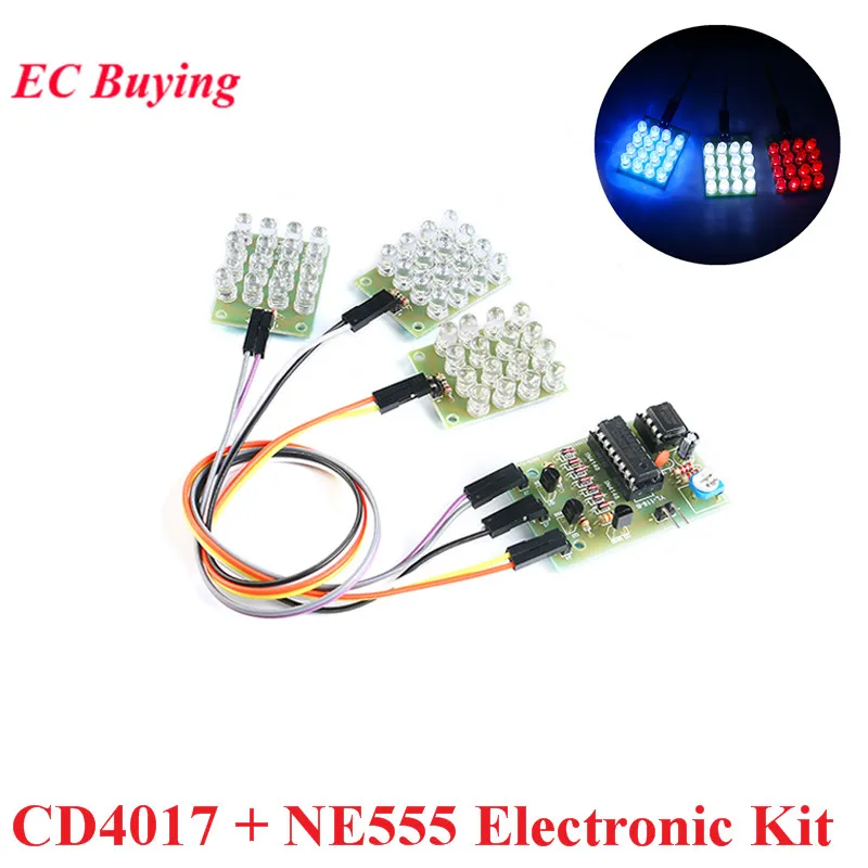 CD4017 + NE555 Flash Light Explosion-flashing LED Suite Self DIY Learning Electronic Kit Strobe Module Production Design