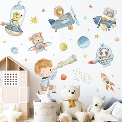 Autocollants Muraux de Dessin Animé Pilote Astronome, Décoration Murale pour Chambres d'Enfants, Garçons, Maternelle, Bricolage, Peintures Murales d'Art