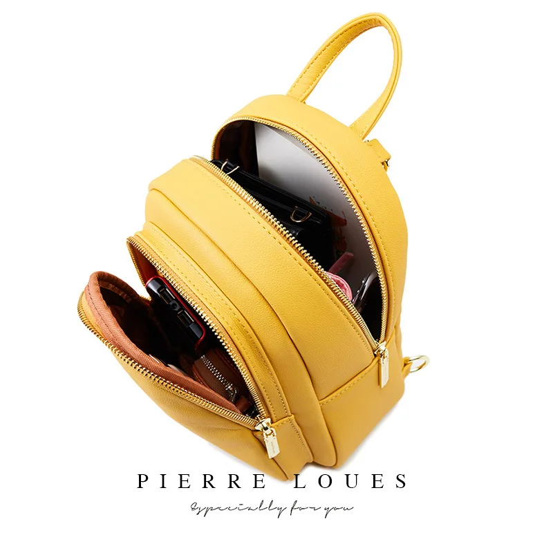 Small Women\'s Fashion PU Leather Backpack Female Preppy Shoulder Bag Solid Ladies Rucksack Travel Bag Student School Backpacks