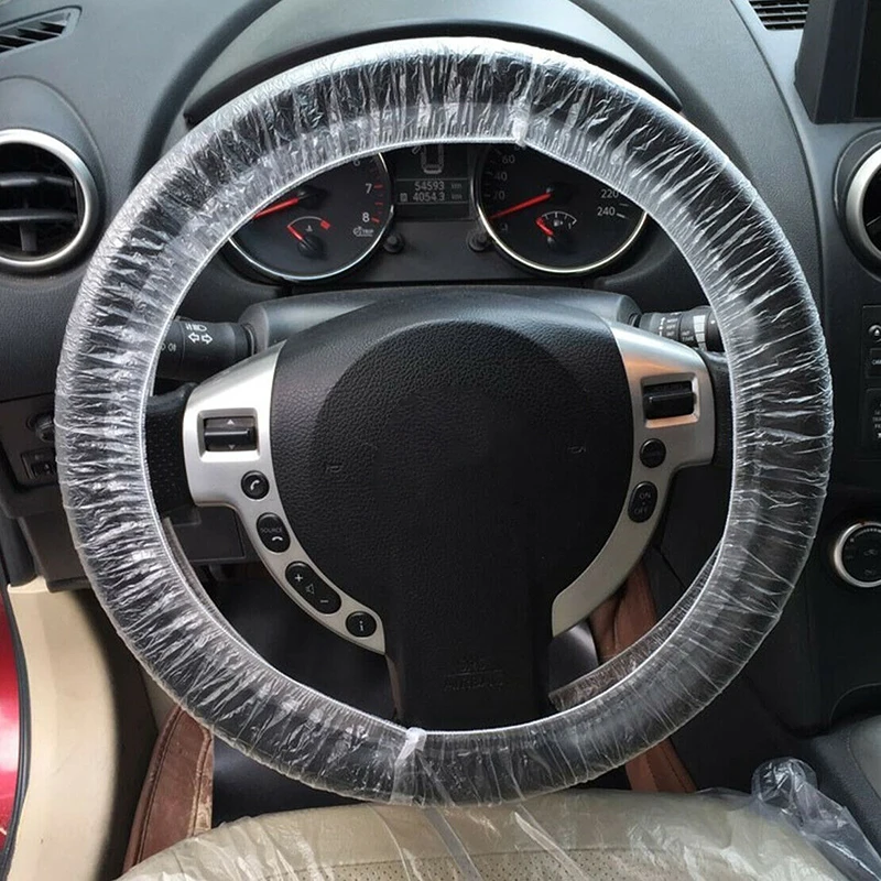 20Pcs Universal Vehicle Car Disposable Plastic Steering Wheel Protector Cover Waterproof For Car Interior Accessories