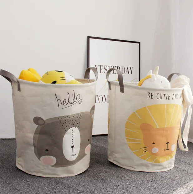 INS Large Baby Toys Canvas Bear Laundry Hanging Drawstring Bag Household Pouch Bag Housekeeping Toys