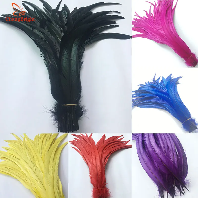 

Wholesale 50pcs Natural Cock Tail Feathers 25-40cm / 10-16inch Clothing Decoration Stage Performance Rooster Feathers Plume