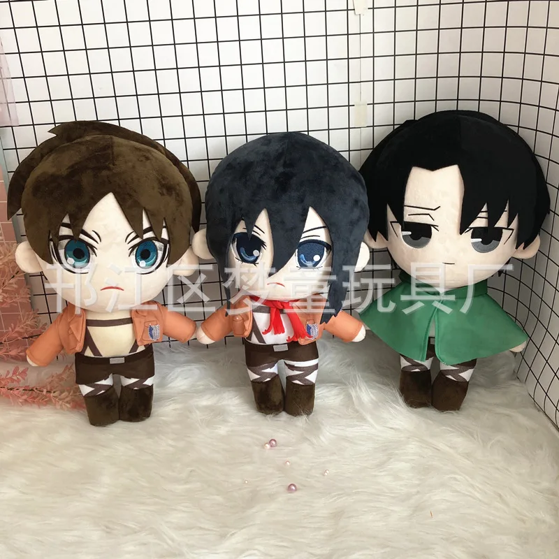 

45cm Attack on Titan Plush Doll Anime Cute Soft Stuffed Plush Pillow Mikasa Ackerman Plush Toys Doll Cosplay Accessories