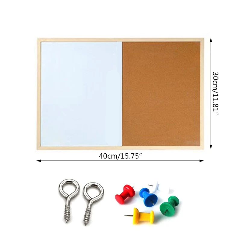 Message Cork Board Wood Whiteboard Drawing Combination Bulletin Magnetic Board