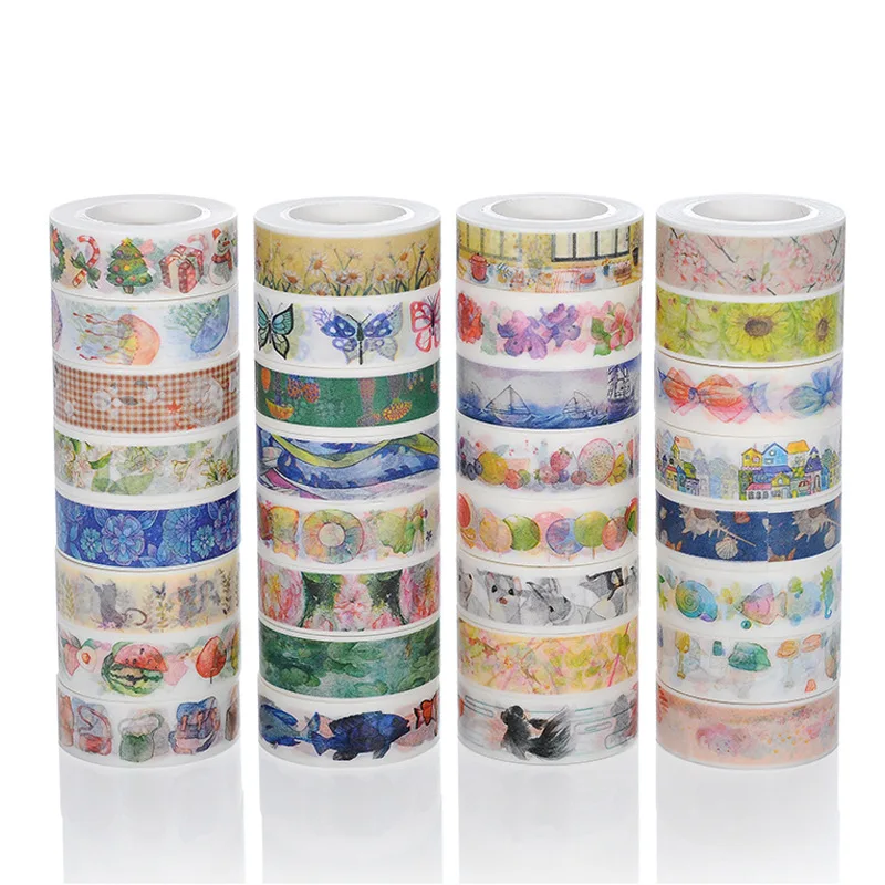 (20 pieces/lot) Color Washi Masking Tape Sticky Decorative Paper Tape Set DIY Decoration Office Stationery Scrapbook