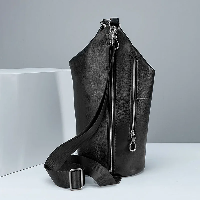 AETOO – sac incliné à une épaule, sac de tête en cuir, sac cylindrique en cuir, sac tendance pour hommes