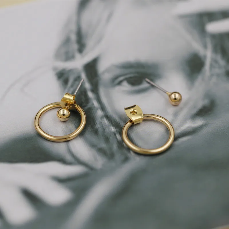 2024 New Fashion Simple Geometric Round Metal Gold Color Drop Earrings  For Women Lovers Stud Ear Jewerly Gift Accessories