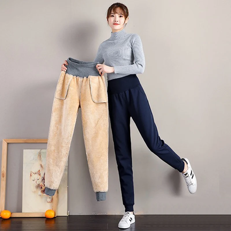 Harem Hosen Frauen Koreanischen Stil Casual Lose Jogginghose Dicke Warme Winter Samt Weibliche Hose Hohe Taille Kaschmir Jogger