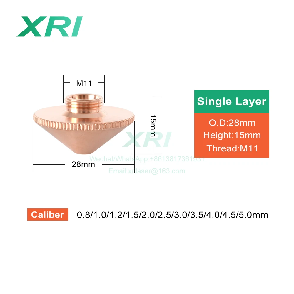 

Laser Nozzle For Precitec WSX HSG Bodor HANS Dia.28mm Caliber 0.8 - 5.0mm Single Layer / Double Layers Fiber Laser Cutting Heads