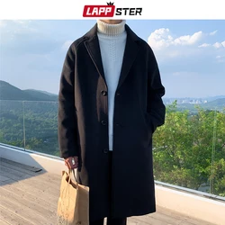 LAPPSTER uomo coreano moda giacca invernale cappotti 2023 lana cappotto uomo oversize Harajuku soprabito maschile giapponese Streetwear giacche