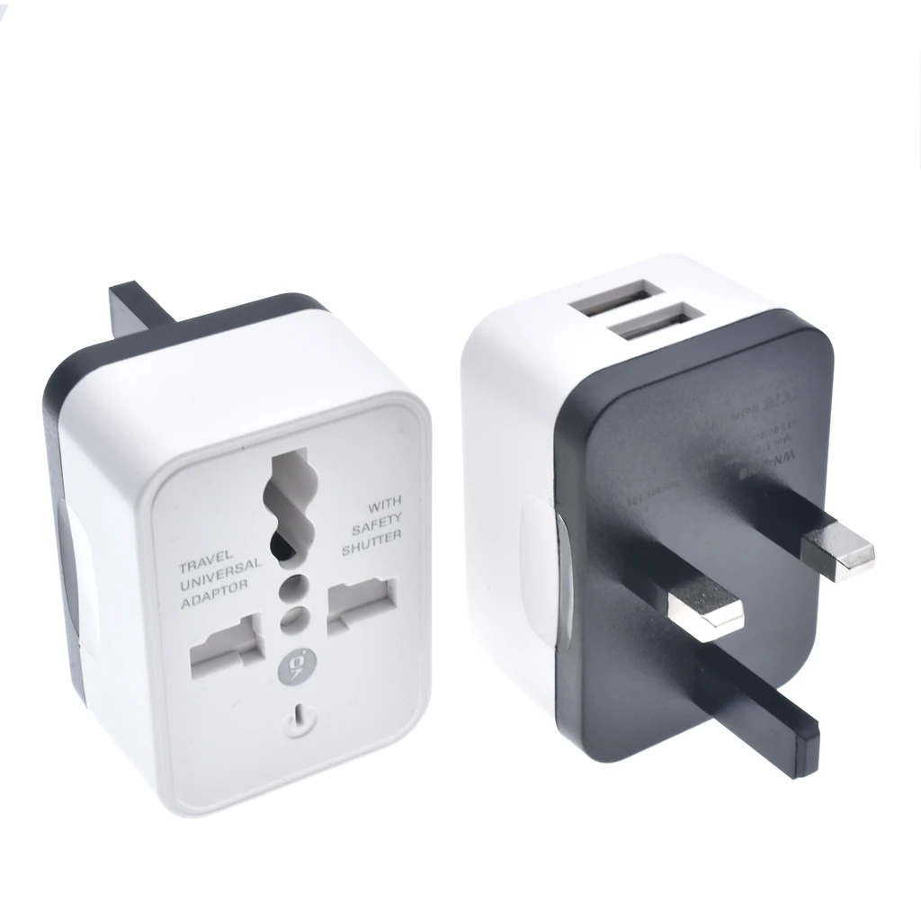 EU UK US 2 USB Charging Universal Travel Adapter International World Travel 10A AC Power Converter Plug Adapter Socket