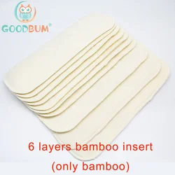 Goodbum-6 겹 재사용 가능 대나무 섬유 기저귀 삽입 3-15KG 아기용 부드럽고 편안한 (대나무 섬유만)