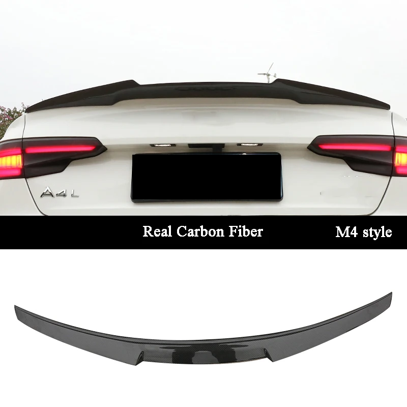 Carbon fiber Car Tail Fins Trim Rear Spoiler For Audi A4L B9 2017 2018 2019