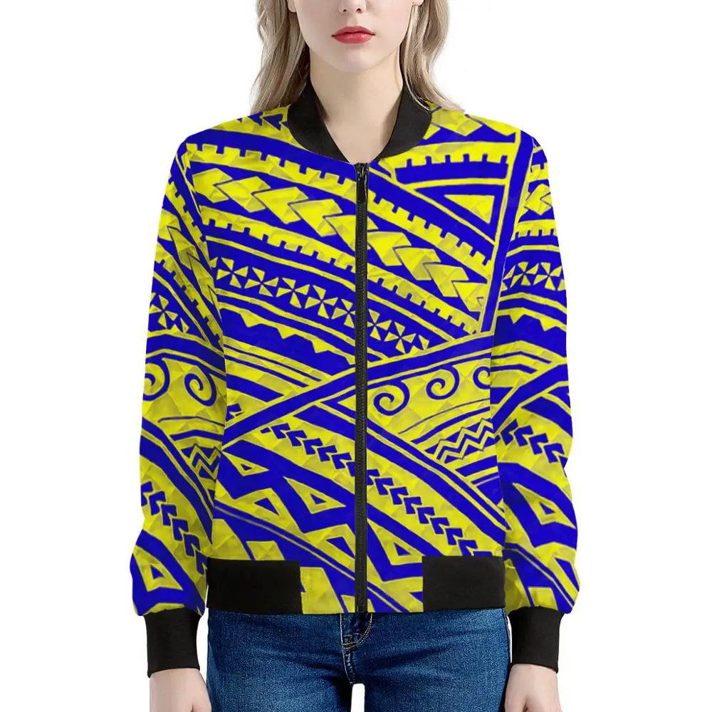 Women Winter Jacket Polynesian Samoan Tribal Style Customized Long Sleeve Casual Jacket Coat Outerwear Windproof Warm Clothes