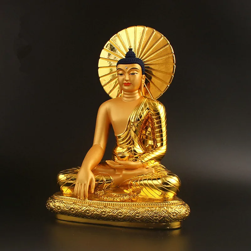 New Gold Plating Resin Three Treasures of Buddhism Buddha Statues of Tathagata Shakyamuni Buddha House Office Decorations