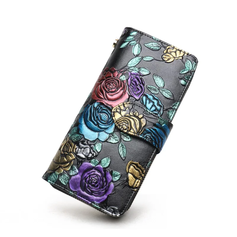 RFID Wallet Women Split Leather Card Holder Purse Large Capacity Women Wallets Long Ladies Phone Bag
