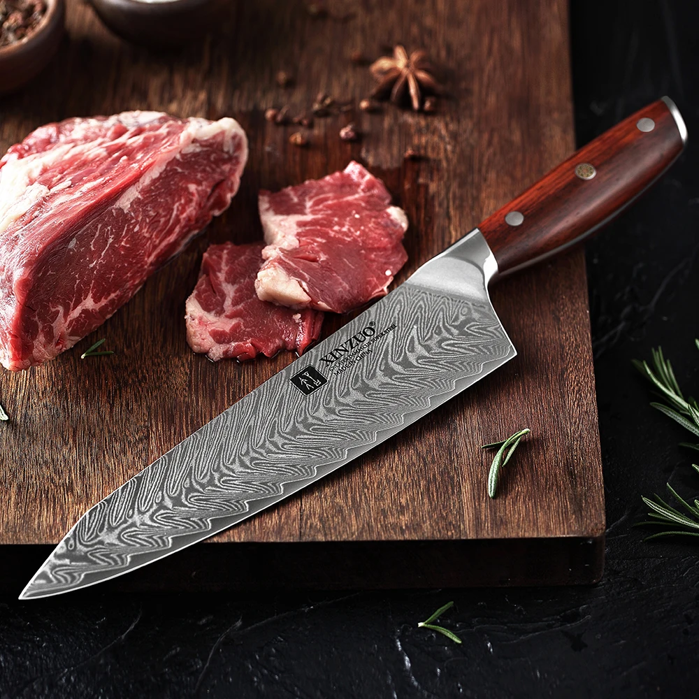 XINZUO 8.5 Inches Chef Knife Japanese VG10 Damascus Kitchen Knives Stainless Steel Slicing Meat Cooking Knife Rosewood Handle