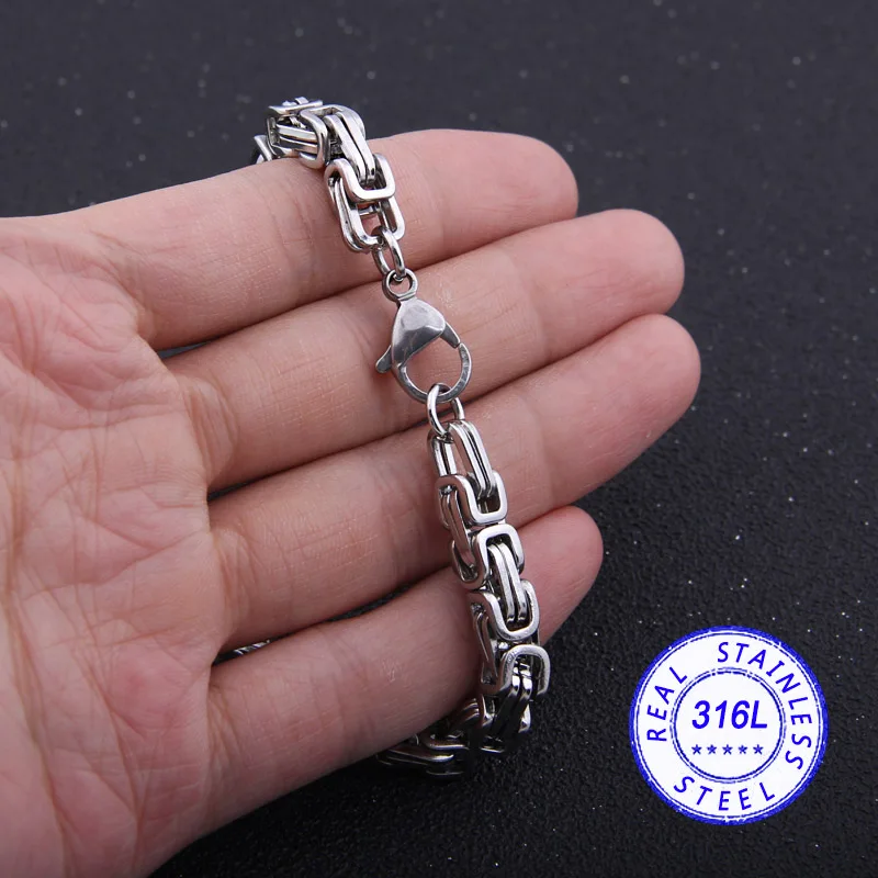 Yage Stainless Steel bracelets Link Byzantine Chain Bracelet For MENS Jewelry Fashion Good quality