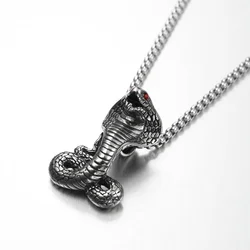 New Retro Cobra Shape Pendant Necklace Men's Necklace Fashion Metal Sliding Crystal Inlaid Pendant Accessories Party Jewelry