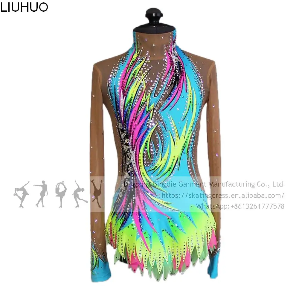 Figure Skating Dress Women Girls Christmas Costume Performance Gymnastics Leotards Sublimation Competition Dress for Ice Skating